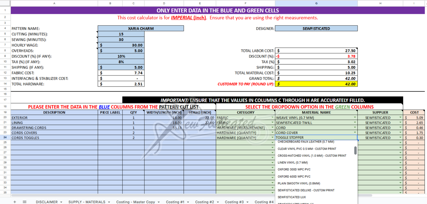 Bag Cost Calculator